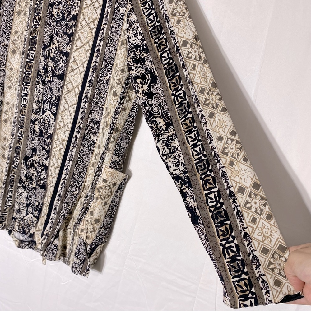 Vintage Tall Girl Cream Black Multi Print Lightweight Blazer L - Picture 10 of 12
